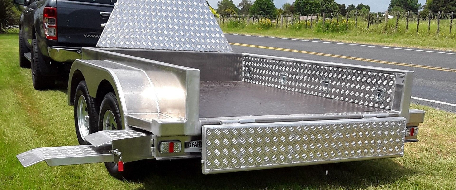 GFAB Trailers - 2500x1770 Alloy Scissor Lift Trailer - 3500 GVM, ramps & ramp storage